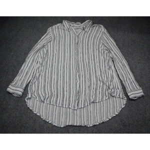 Jane and Delancey Button Up Top Women's‎ Size 12 White Gray Striped Button Up